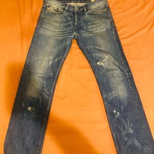 Diesel Men's Distressed Blue Bootcut Jeans